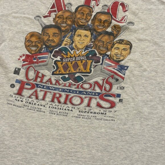 Vintage 1997 New England Patriots AFC Champions Caricature T-Shirt Men's XL - Picture 5 of 8